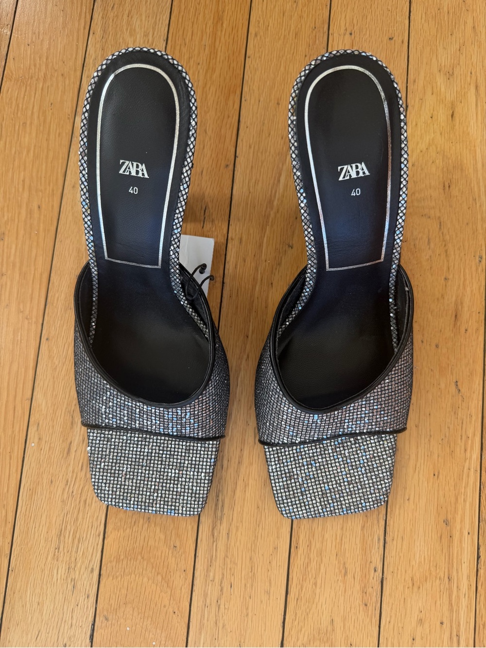 ZARA | square toe Disco mules size 9 BNWT